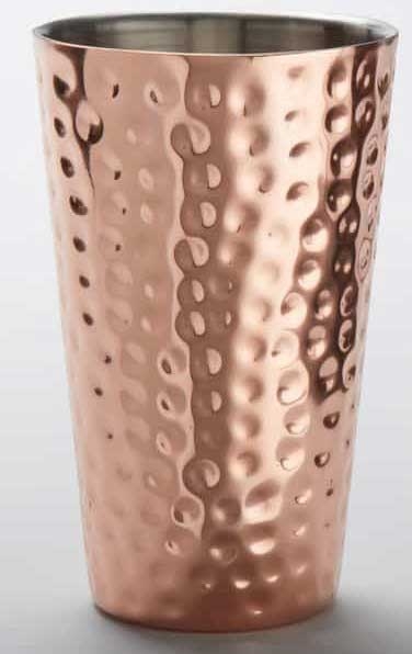 American Metalcraft Stainless Steel Copper Mirror Finish Hammered Double Wall Tumbler, 16 Ounce