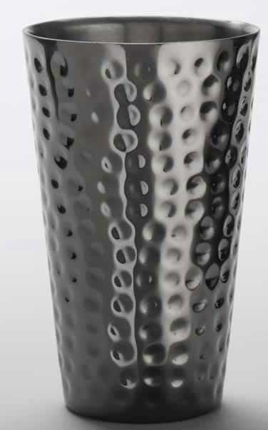 American Metalcraft Stainless Steel Black Hammered Mirror Finish Double Wall Tumbler, 16 Ounce