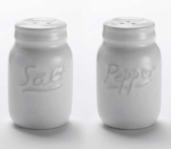 American Metalcraft Ceramic White Mason Jar Salt and Pepper Shaker Set, 2 Ounce -- 1 set
