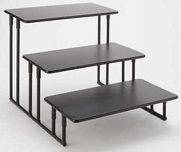 American Metalcraft Black Rectangular Fixed Three Tier Stand, 20 x 13 3/4 x 12 inch