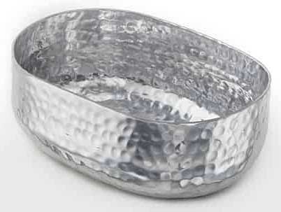 American Metalcraft Hammered Aluminum Silver Oval Bowl, 25 Ounce Capacity