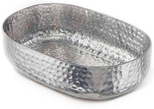 American Metalcraft Hammered Aluminum Silver Oval Bowl, 48 Ounce Capacity