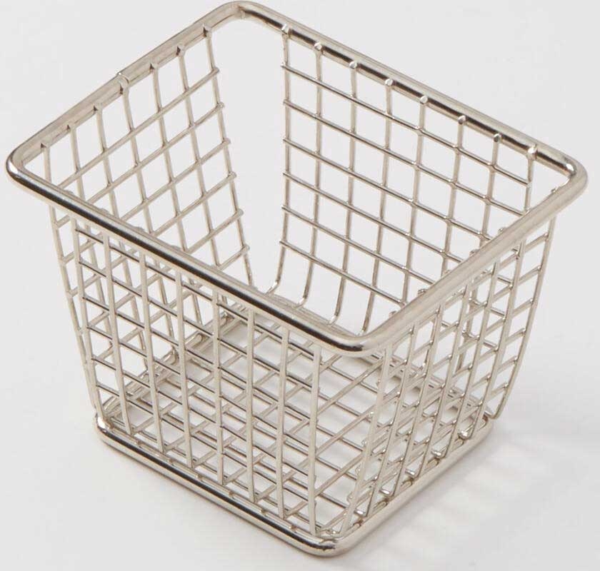 American Metalcraft Stainless Steel Rectangular Mini Snack Basket without Handle, 4-1/8 inch Length x 3-3/8 inch Width x 3 inch Height