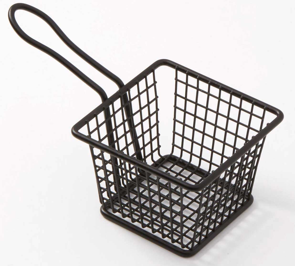 American Metalcraft Black Square Mini Fry Basket with 4 inch Handle, 4 inch Square . X 3 inch Height