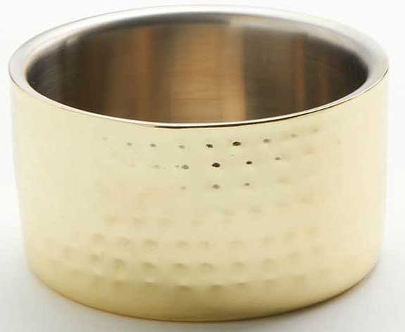 American Metalcraft Stainless Steel Satin Finish Gold Hammered Double Wall Bowl, 17 Ounce
