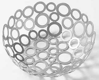 American Metalcraft Ring Design Silver Iron Go-Go Basket, 8 x 2 7/8 inch