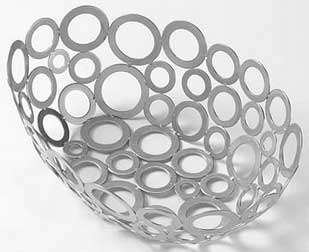 American Metalcraft Ring Design Silver Iron Oval Go-Go Basket, 6 x 9 x 3 inch