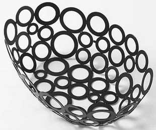American Metalcraft Ring Design Black Iron Oval Go-Go Basket, 6 x 9 inch
