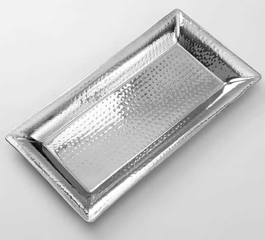 American Metalcraft Heavy Duty Stainless Steel Medium Rectangular Hammered Tray, 18.625 x 9.875 inch