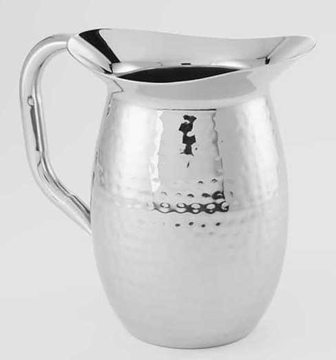 American Metalcraft Stainless Steel Hammered Finish Double Wall Bell Pitcher, 44 Ounce