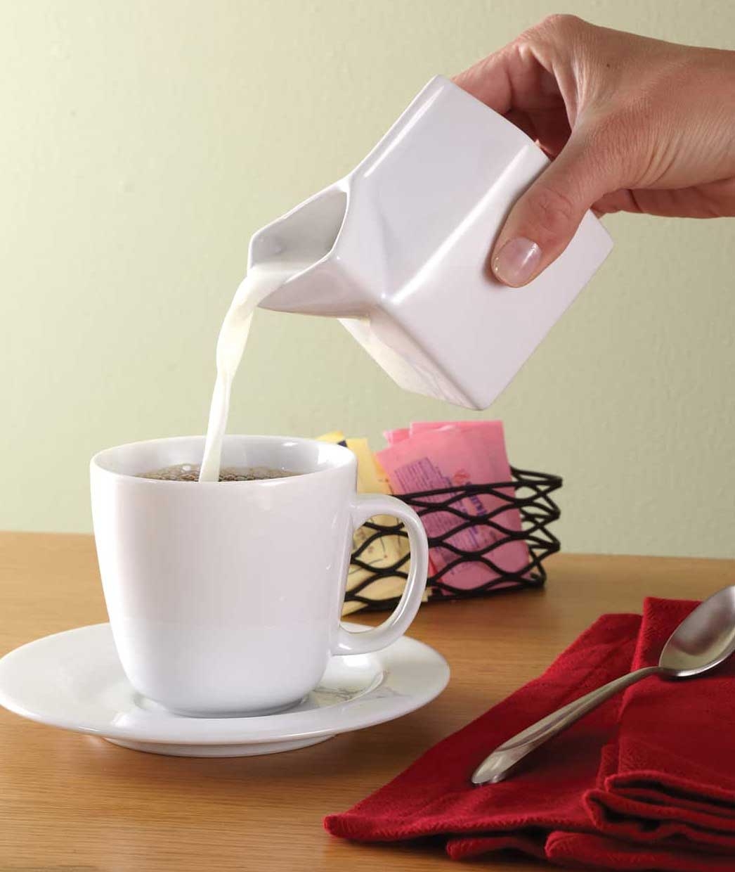 American Metalcraft Ceramic Milk Carton Creamer, 5 Ounce