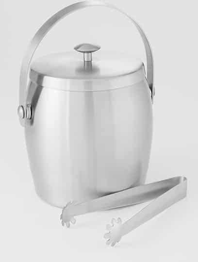 American Metalcraft Satin Finish Stainless Steel Double Wall Ice Bucket with Ice Tong, 4 3/8 inch Dia x 6 1/4 inch Height
