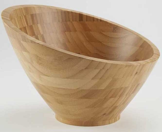 American Metalcraft Angled Bamboo Bowl, 8 Ounce