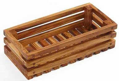 American Metalcraft Small Olive Wood Bread Crate, 8 1/2 x 4 x 2 3/8 inch