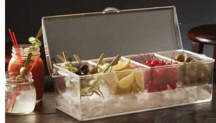 American Metalcraft Plastic Four Compartment Condiment Holder, 16 x 6 1/4 x 5 1/4 inch