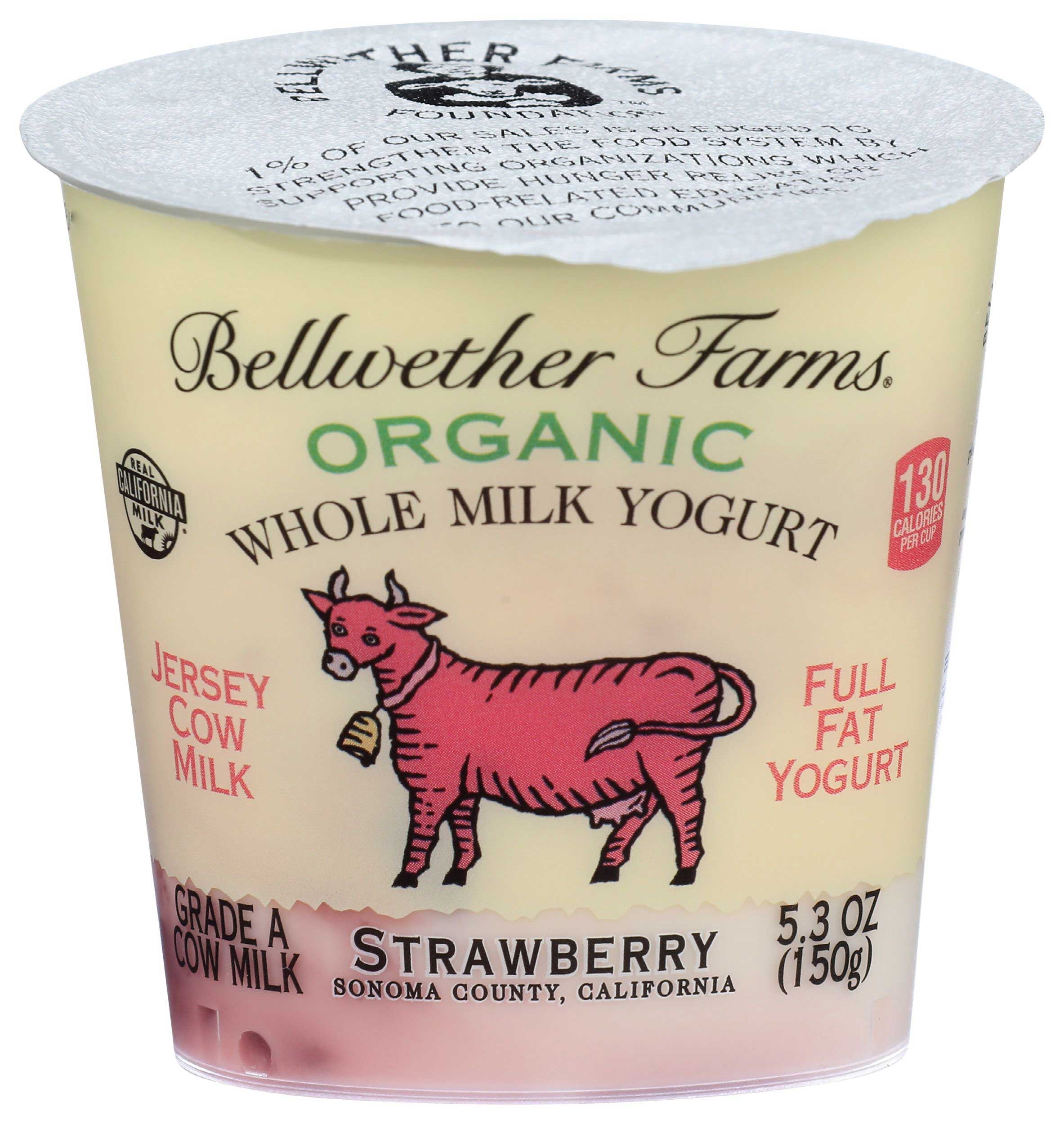 Bellwether Farms Organic Strawberry Whole Milk Yogurt, 5.3 Ounce -- 12 per case