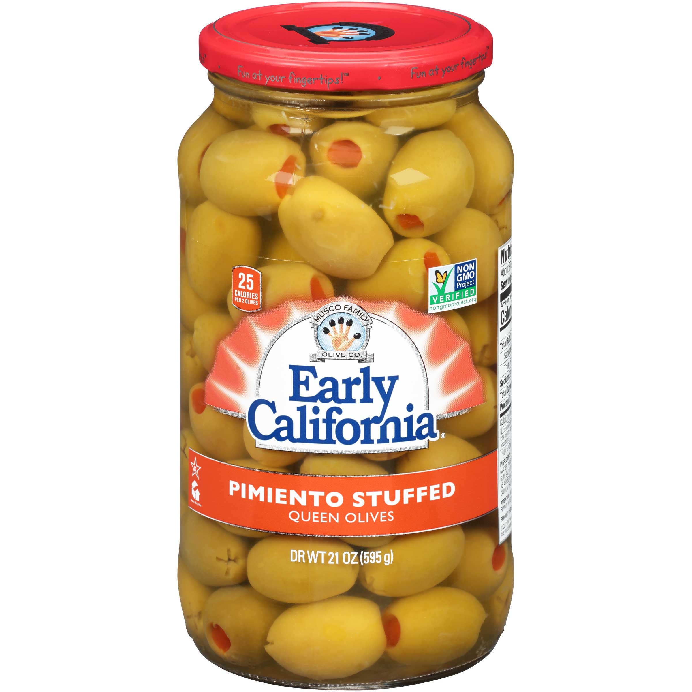 Early California Pimento Stuffed Queen Olives, 21 Ounce -- 6 per case.