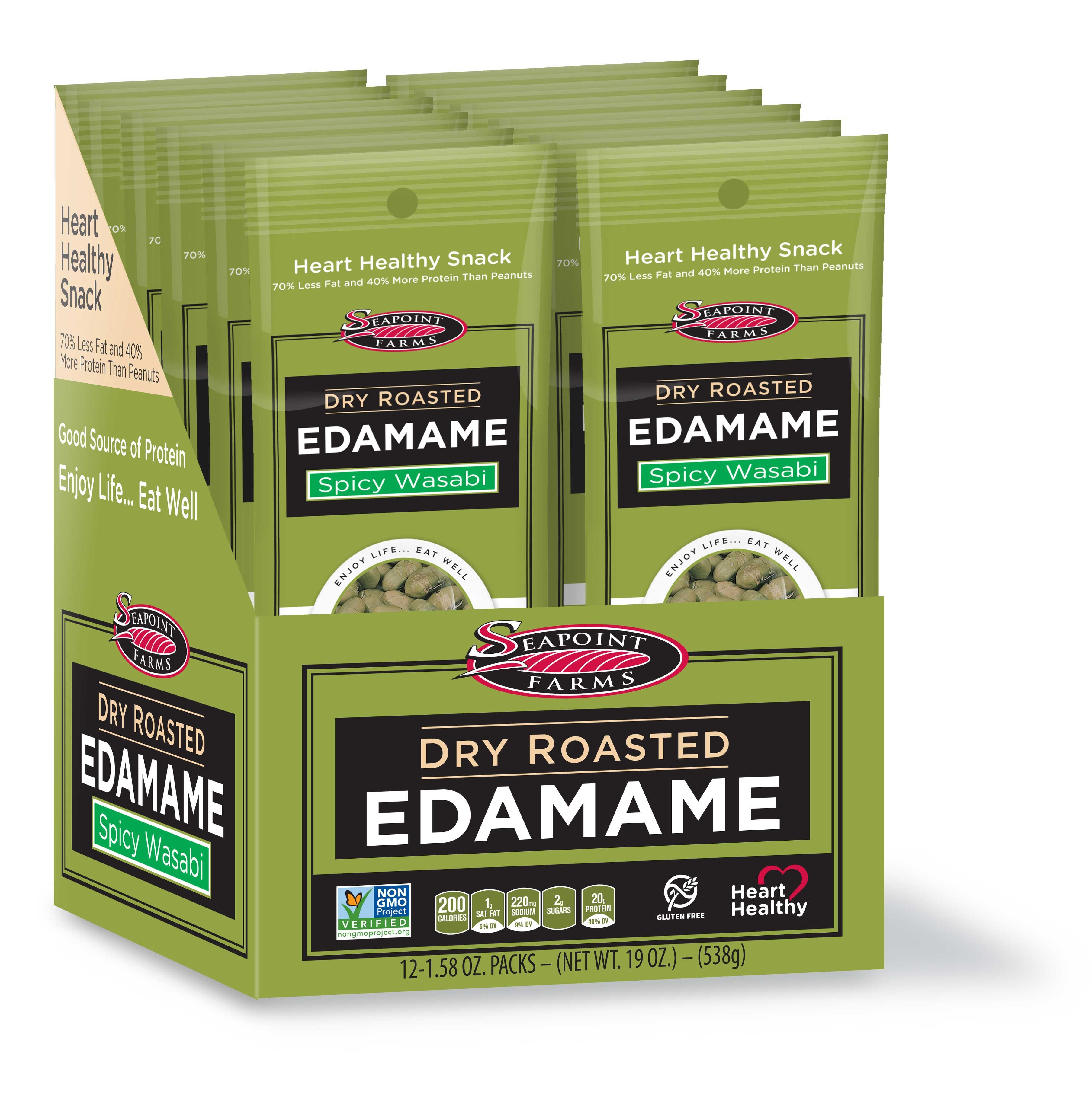 Seapoint Farms Spicy Wasabi Dry Roasted Edamame, 1.58 Ounce -- 144 per case