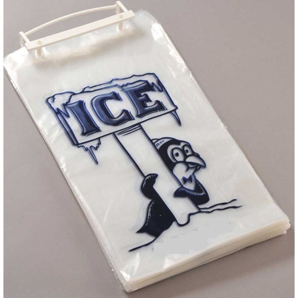 Hilex Penguin Stock Print Plastic Wicket Ice Bag, 20 Pound Capacity -- 500 per case