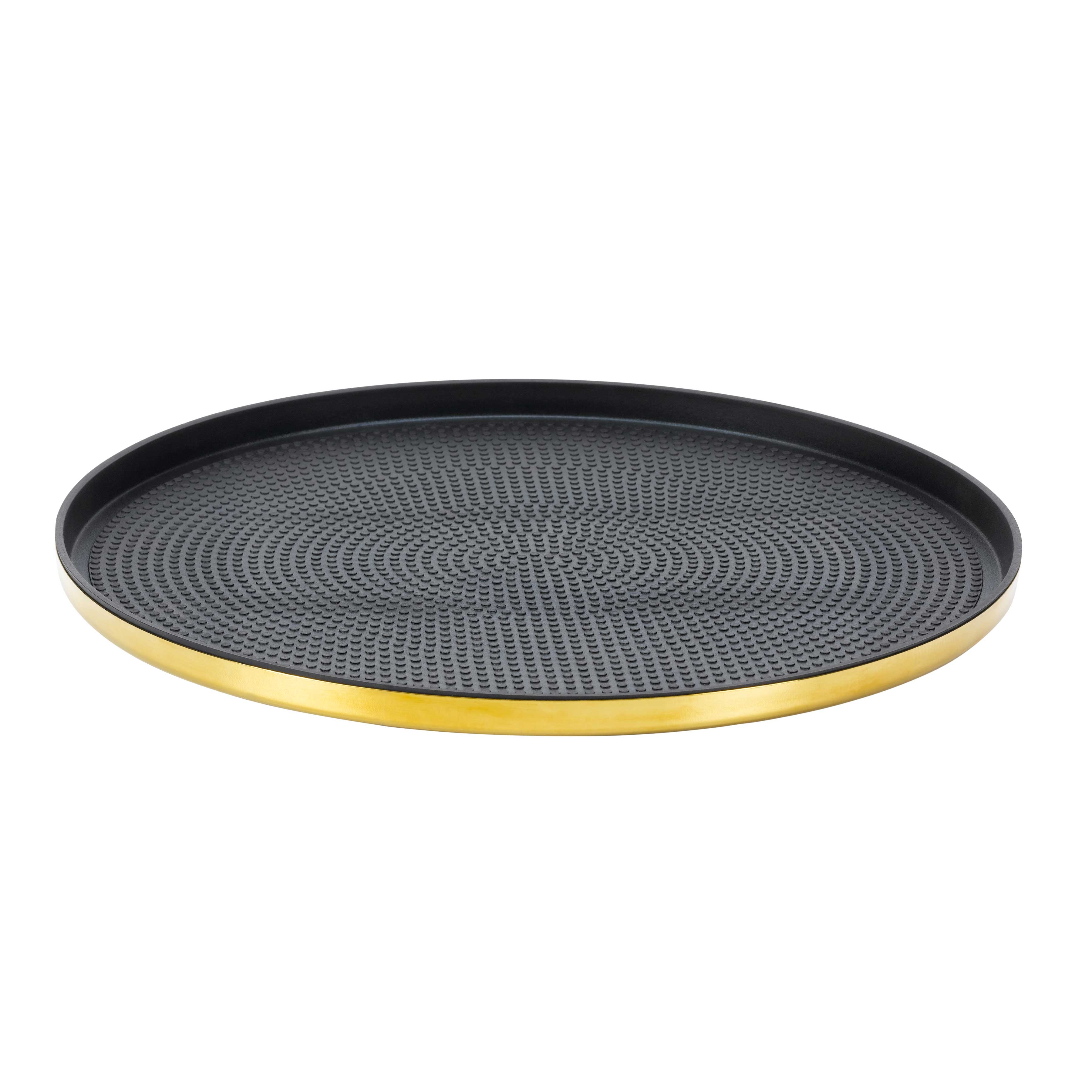 Service Ideas Vintage Gold Modern Edge Medium Round Serving Tray, 12 inch Width x 0.75 inch Height