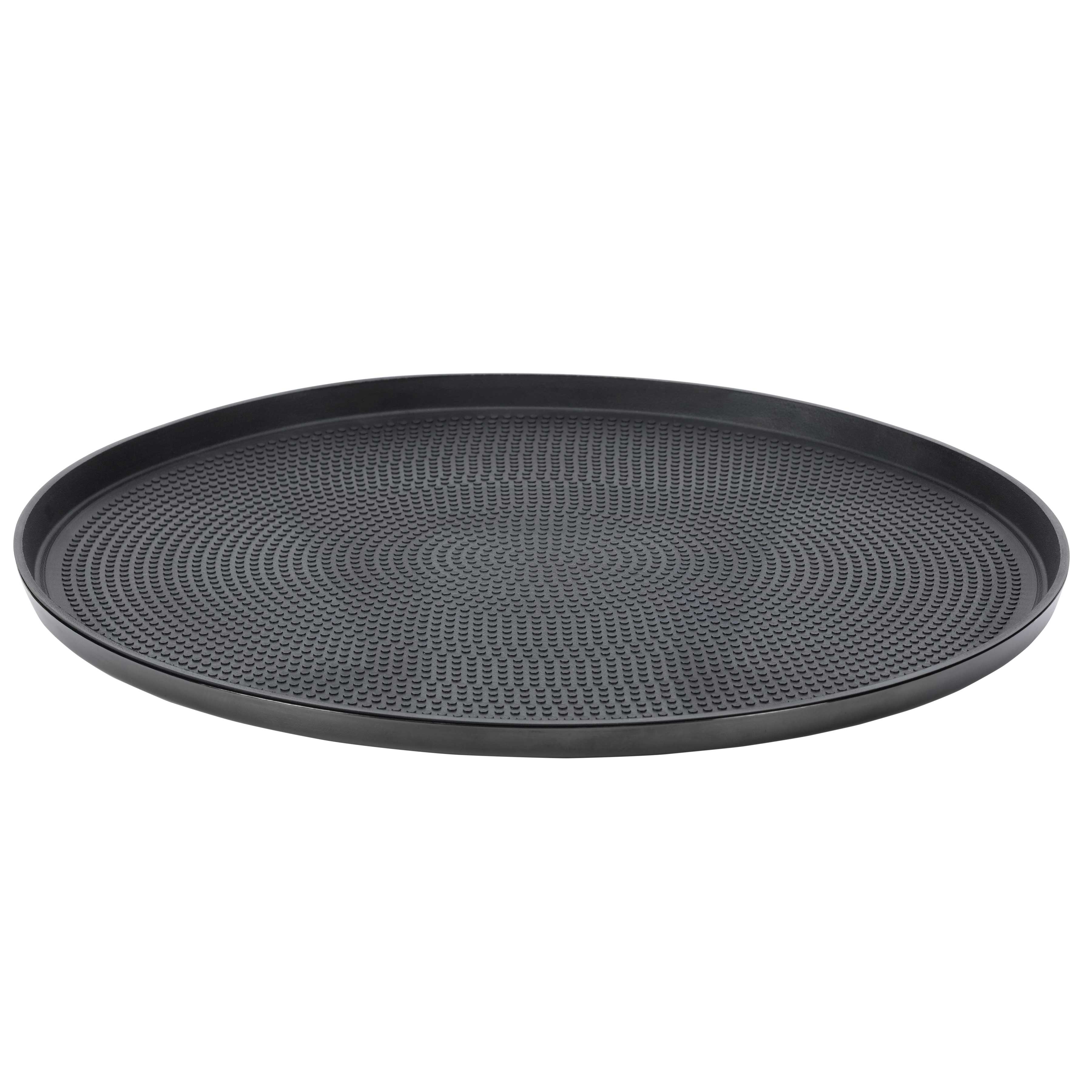 Service Ideas Black Onyx Modern Edge Large Round Serving Tray, 14 inch Width x 0.75 inch Height