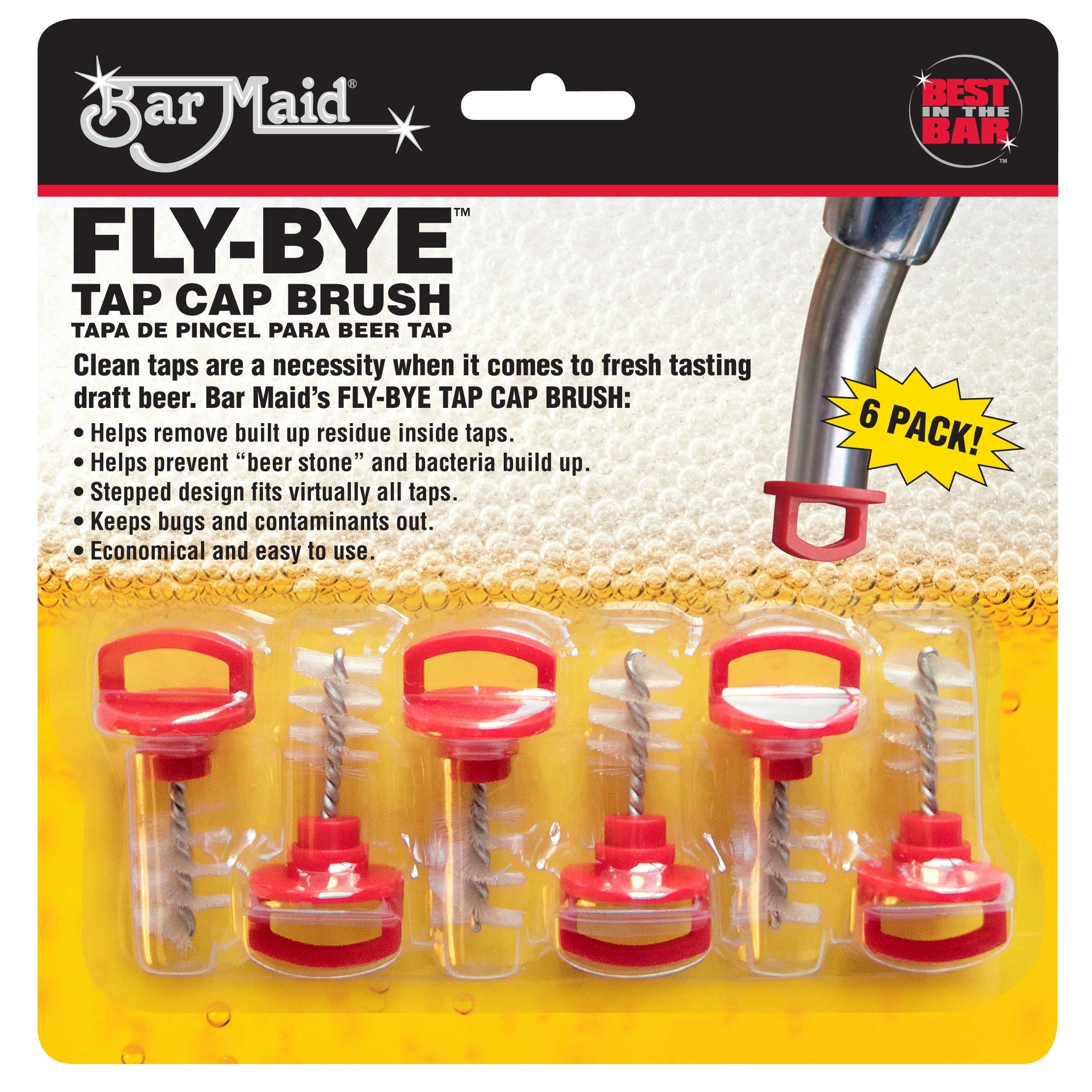 Bar Maid Fly-Bye Tap Cap Brush -- 6 per case