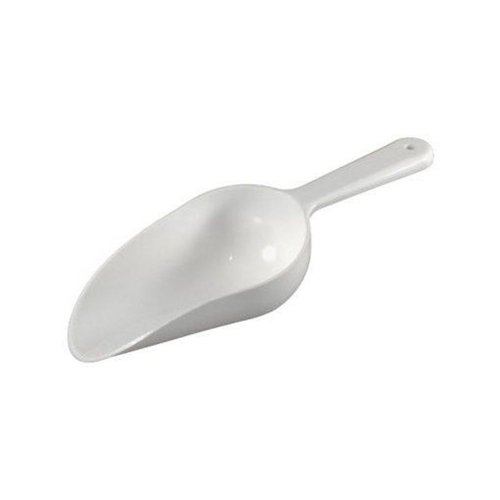 Bar Maid 4 Ounce White Scoop with Hole Handle