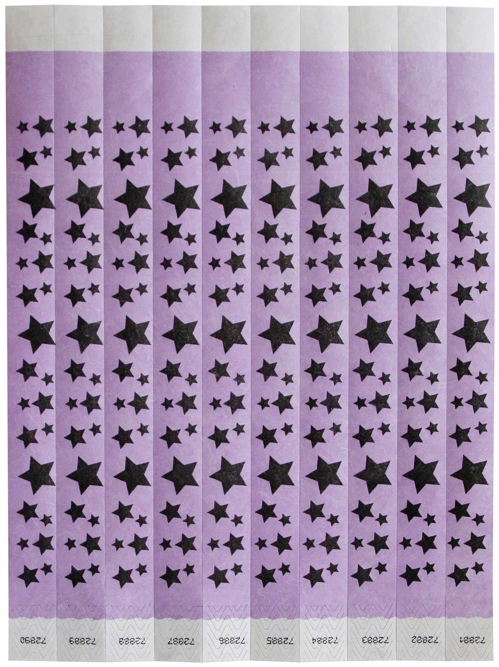 Bar Maid Purple Black Stars Security Wristbands -- 500 per case