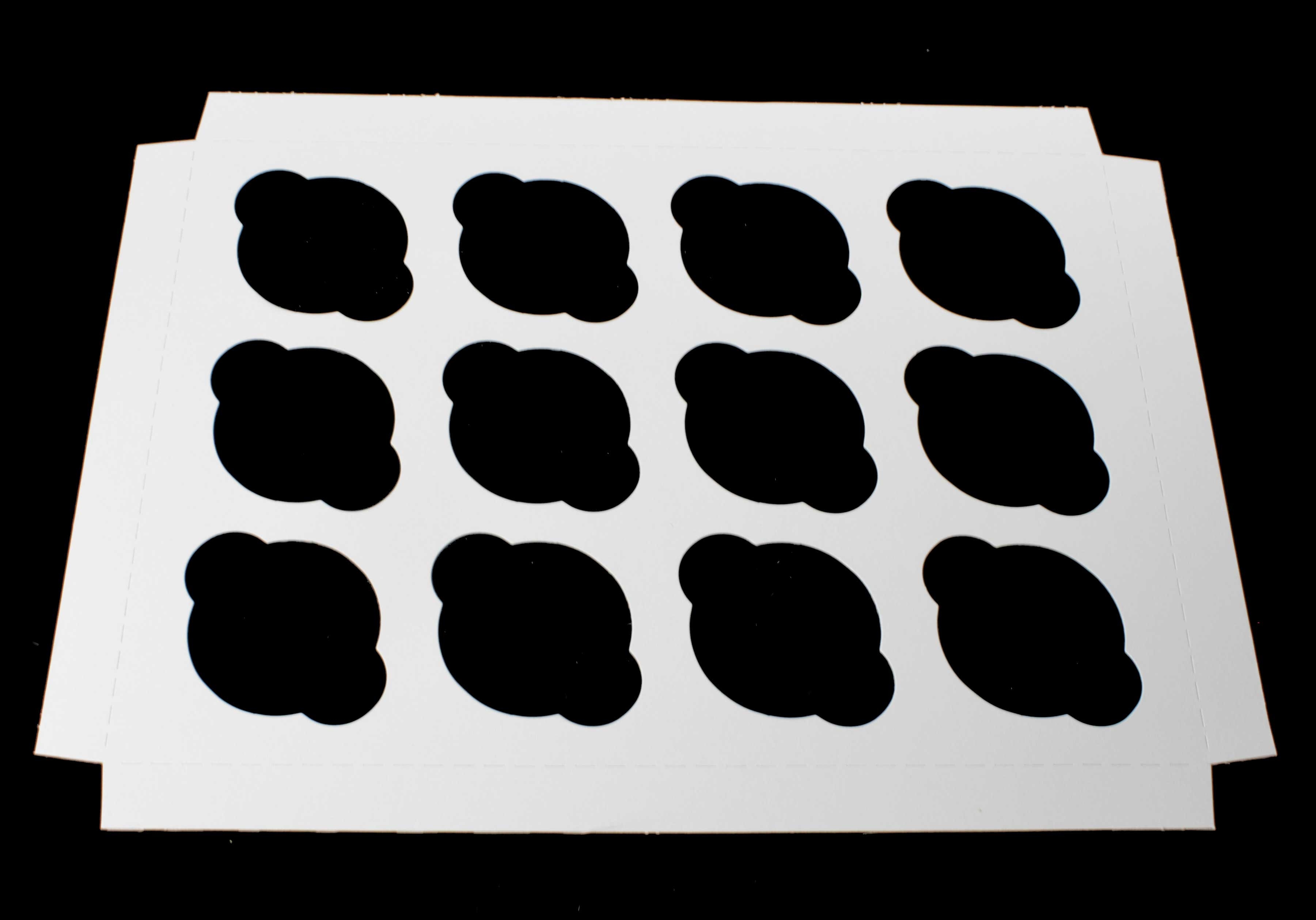 Boxit White 12 Cupcake Inserts, 13.9375 x 9.9375 x .875 inch -- 100 per case.