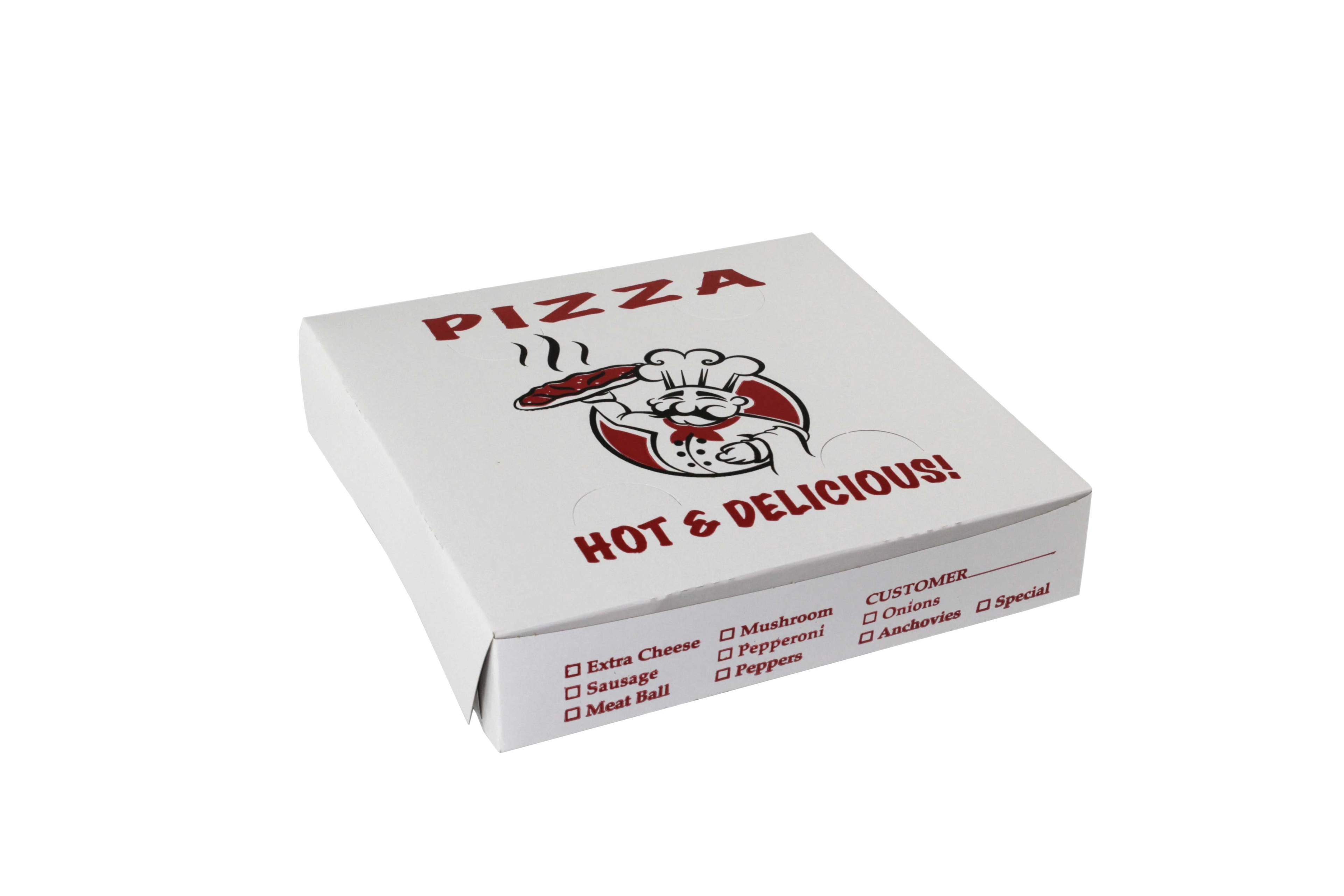 Boxit Chefs Classic Printed To Go Lock Corner One Piece White Pizza Box, 10 X 10 X 2 Inch -- 100 Per Case