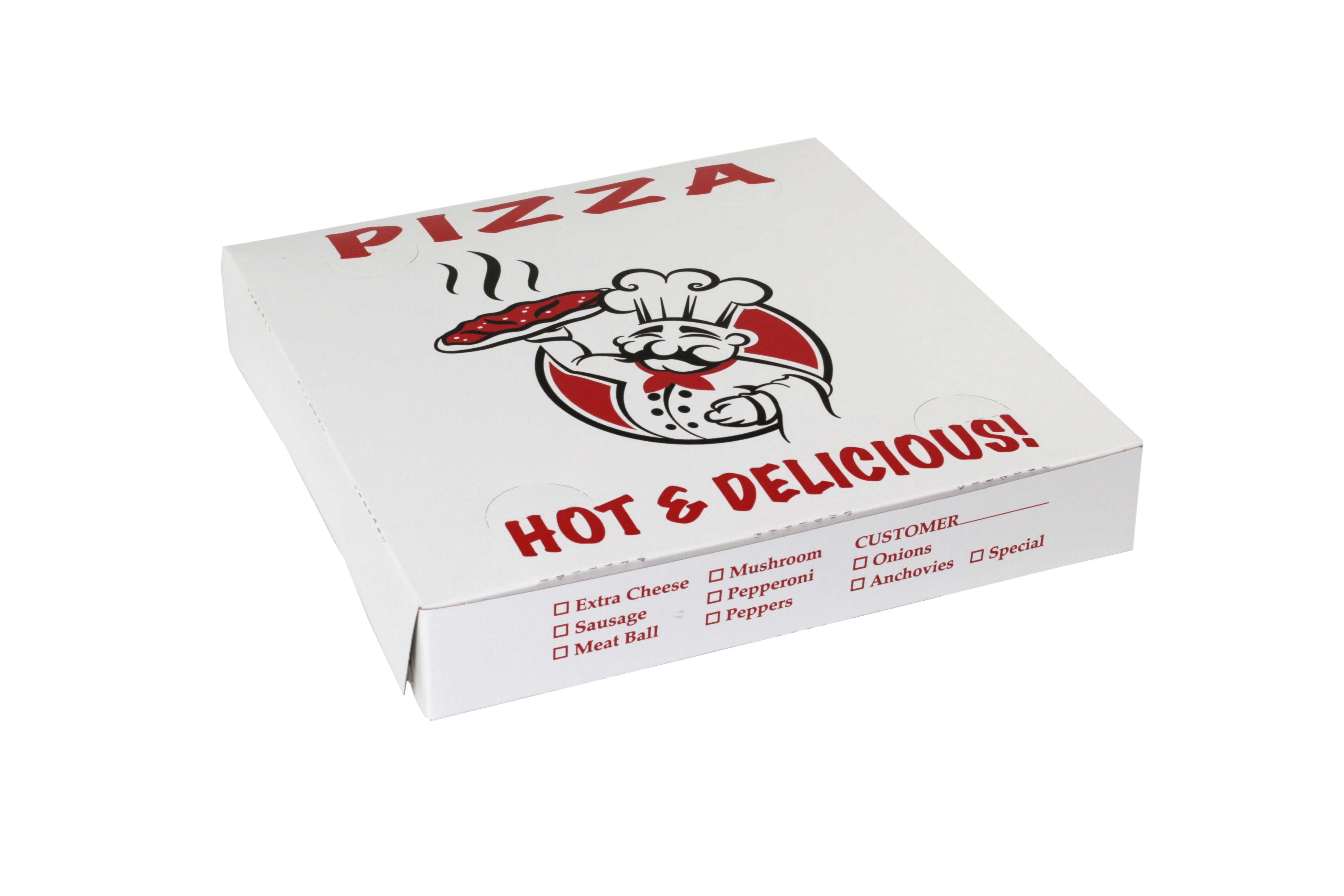 Boxit Chefs Classic Printed To Go Lock Corner One Piece White Pizza Box, 12 X 12 X 2 Inch -- 100 Per Case