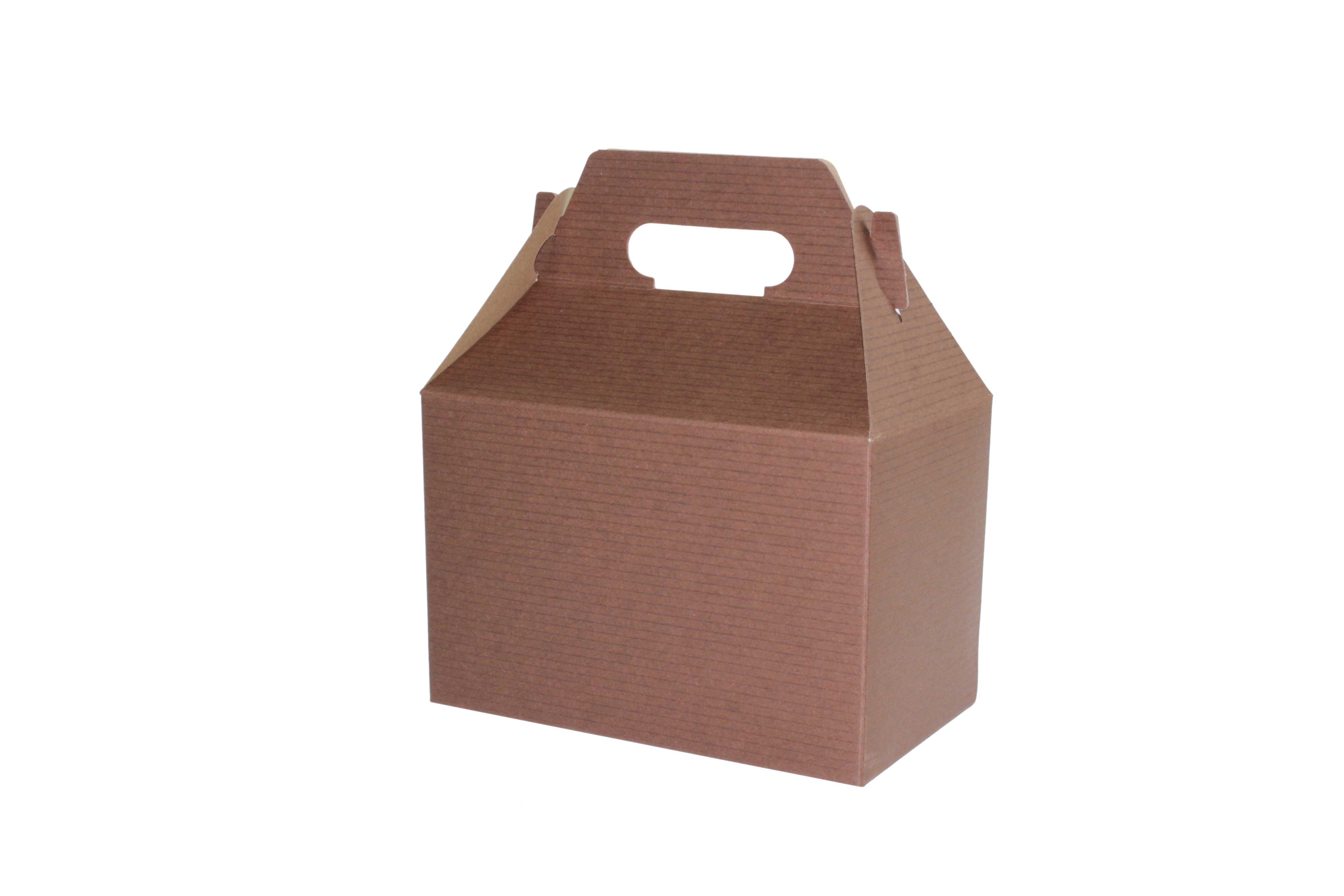 Boxit Chocolate Pinstripe Gable Boxes with Auto Bottom, 8 x 4.875 x 5.25 inch -- 100 per case.