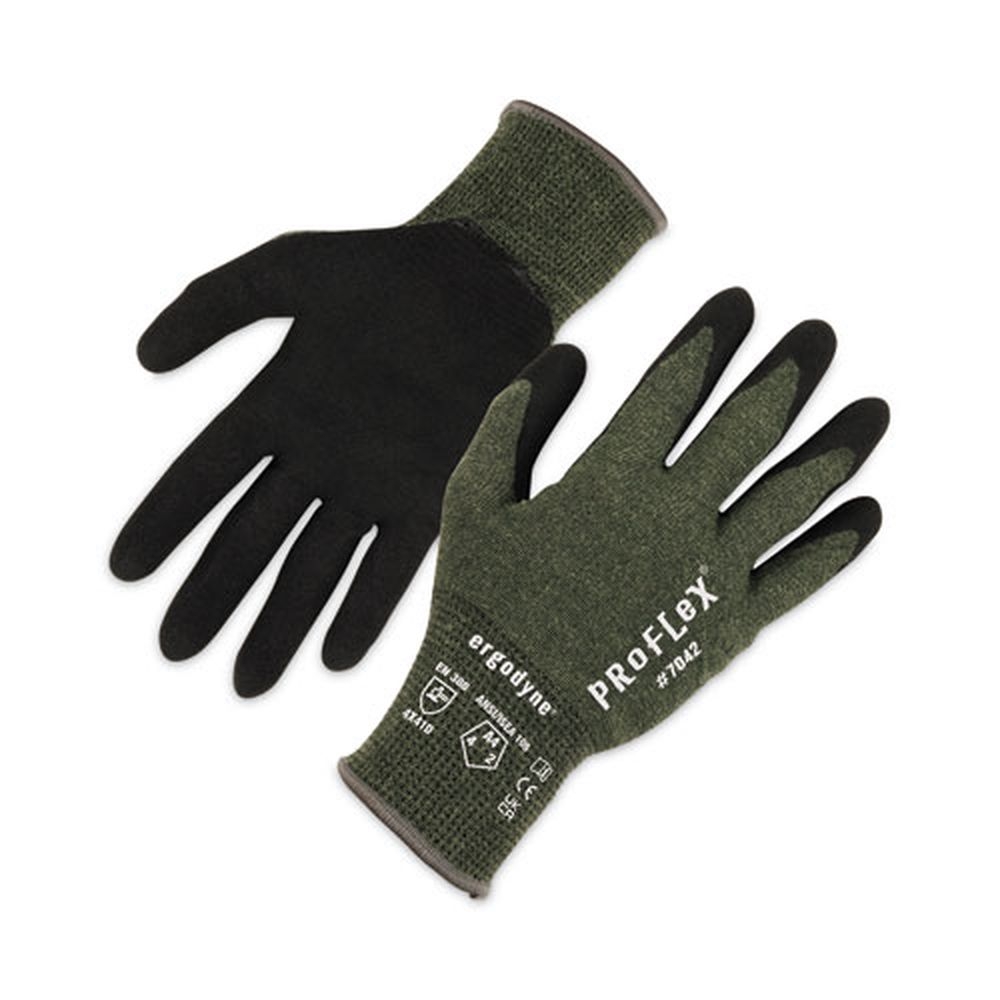 ergodyne ProFlex 7042 ANSI A4 Green Small Nitrile Coated Cut Resistant Gloves -- 12 pairs per case