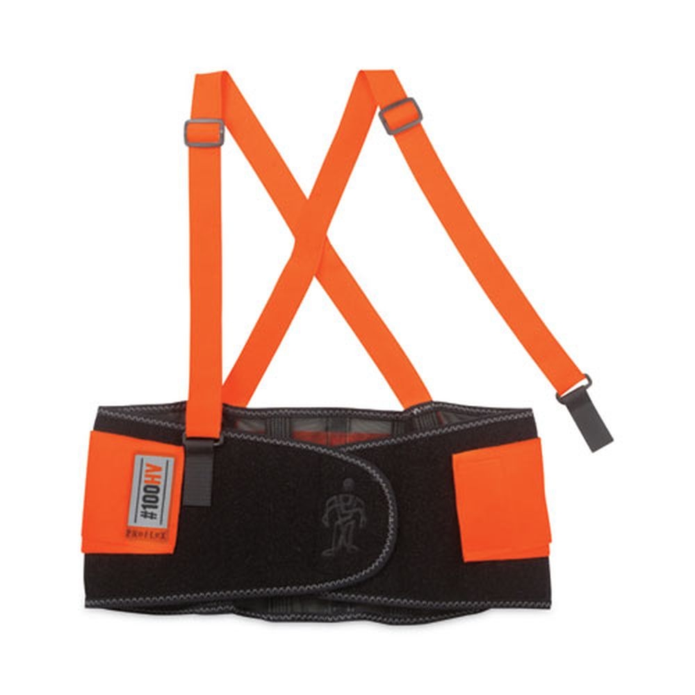 ergodyne ProFlex 100HV Black with Orange 3X Large Economy Hi-Vis Spandex Back Support Brace, 46 to 52 inch Waist