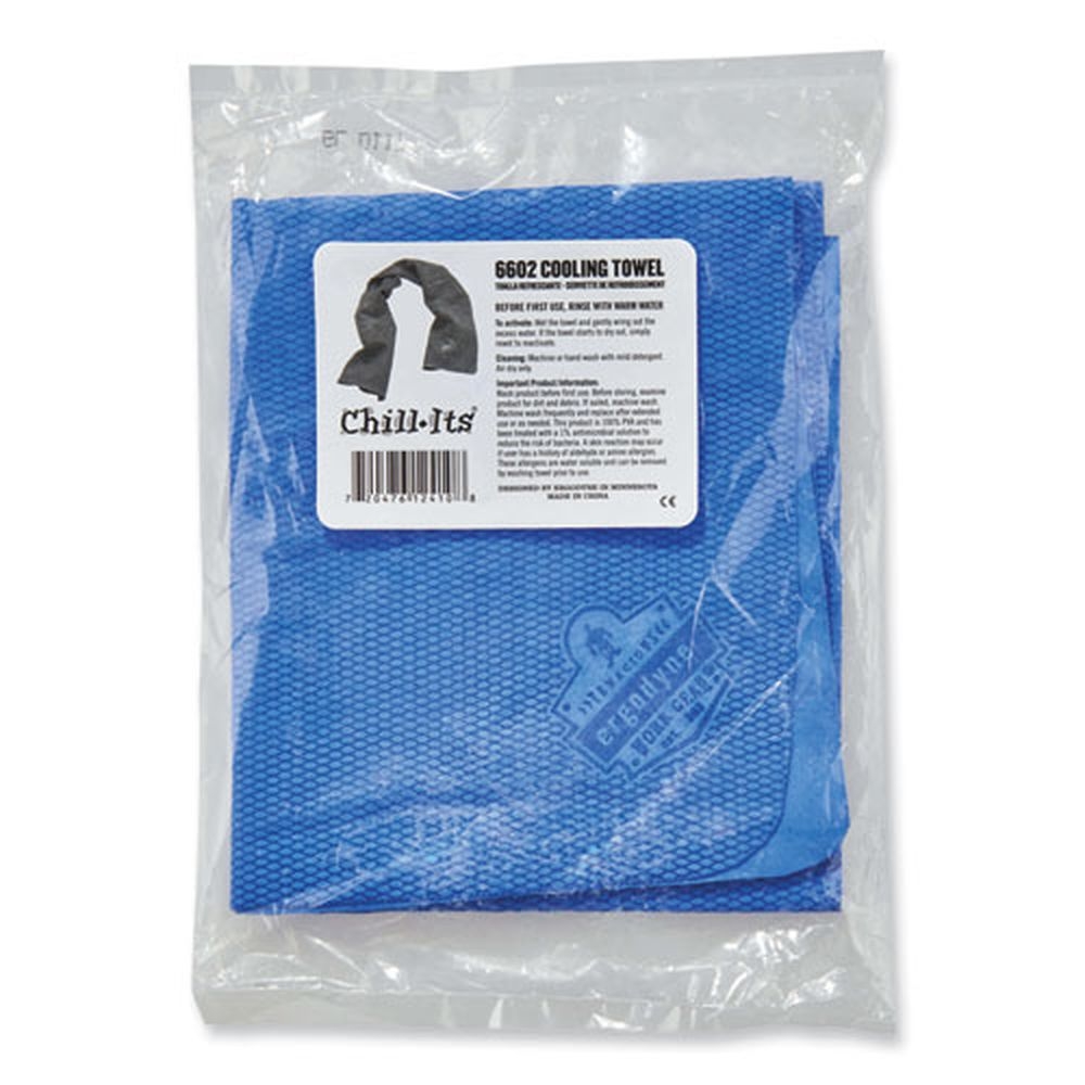 ergodyne Chill Its 6602 One Size Fits Most Evaporative PVA Blue Cooling Towel, 29.5 x 13 inch -- 50 per case