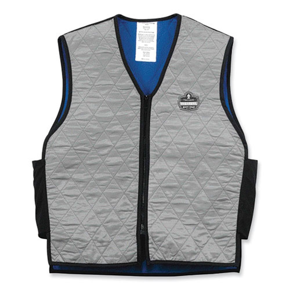 ergodyne Chill-Its 6665 Nylon/Polymer Medium Gray Embedded Polymer Cooling Vest with Zipper