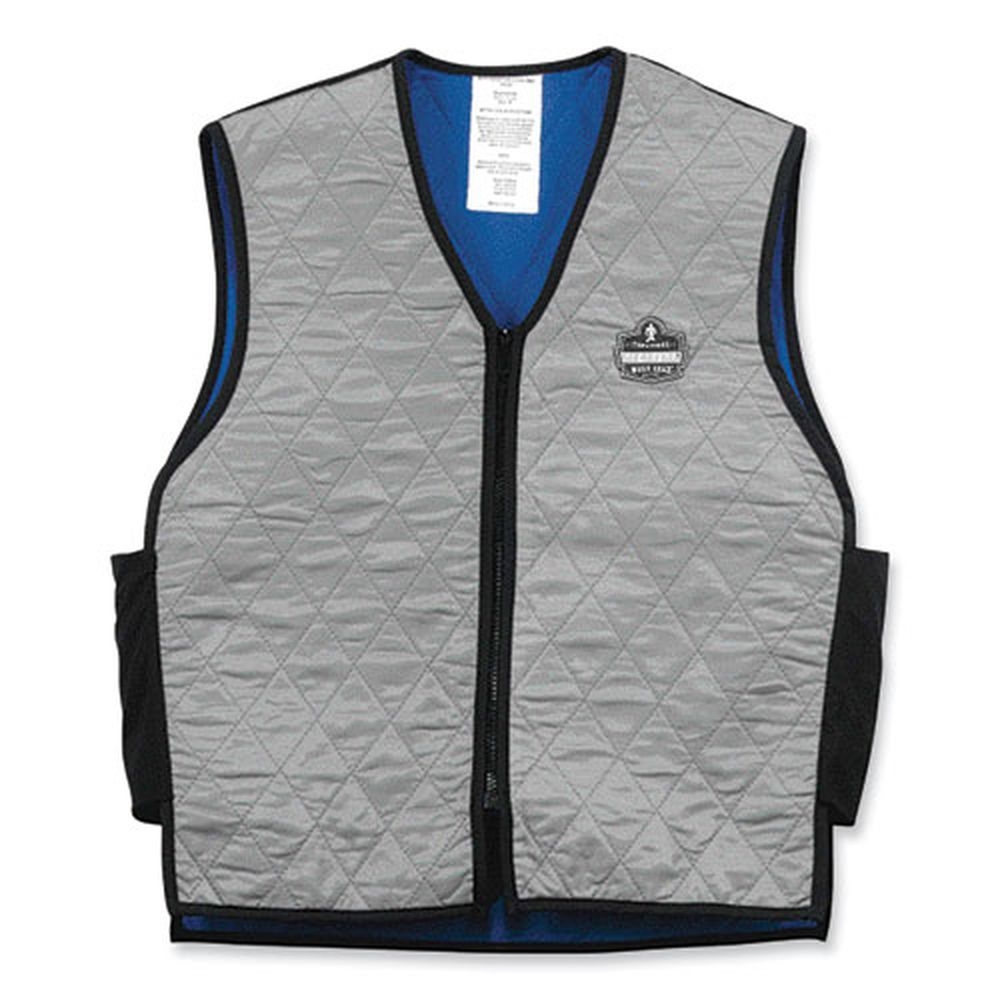 ergodyne Chill-Its 6665 Nylon/Polymer 2X-Large Gray Embedded Polymer Cooling Vest with Zipper