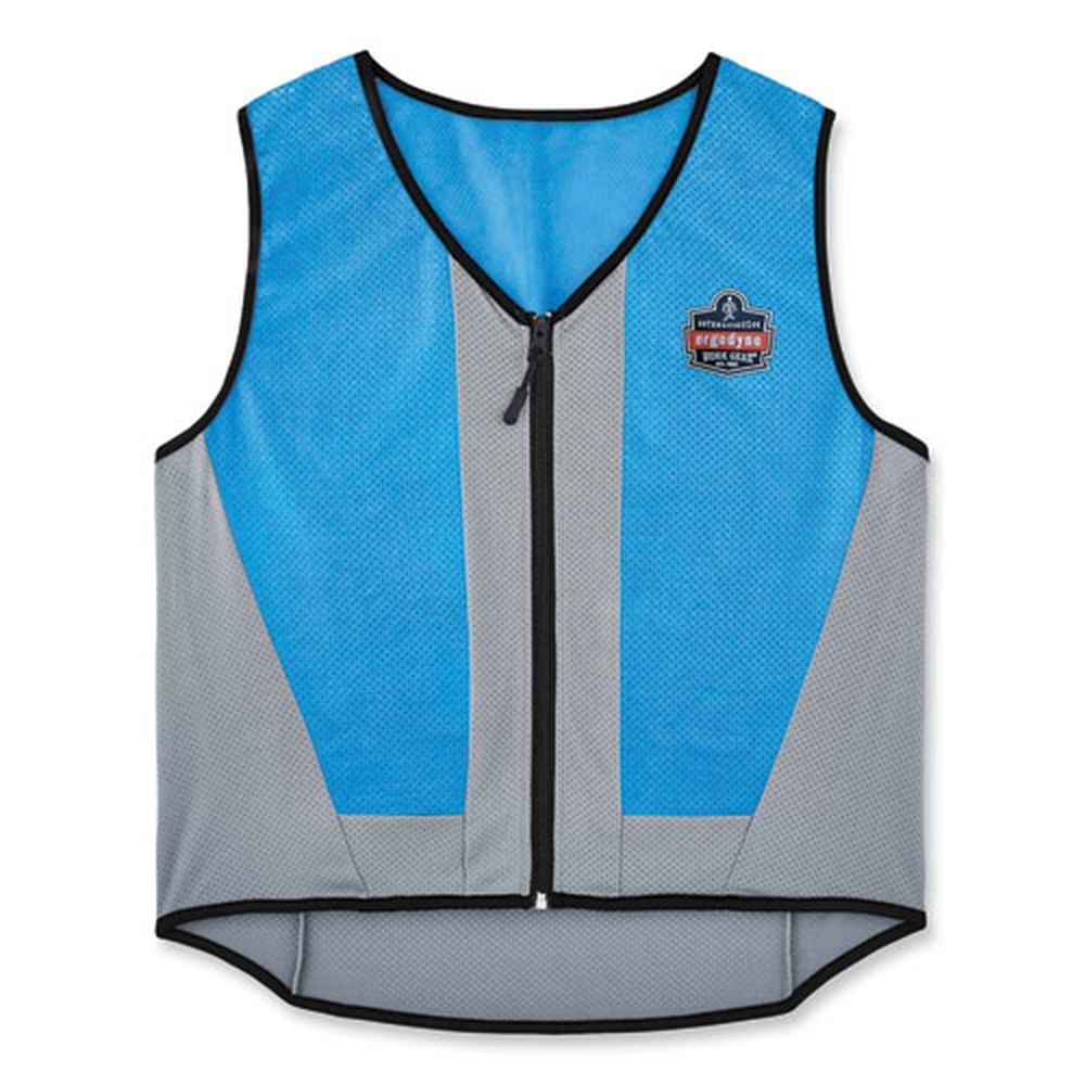 ergodyne Chill -Its 6667 X-Large Blue Wet Evaporative PVA Cooling Vest with Zipper