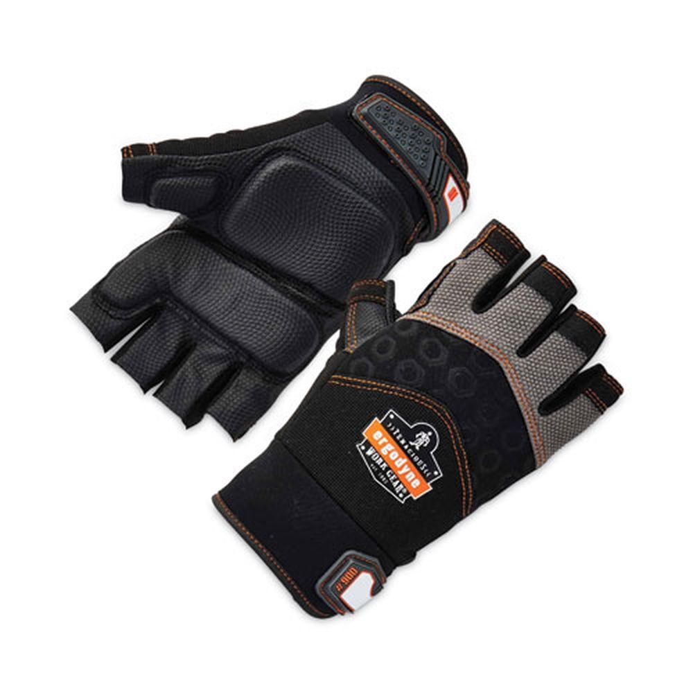ergodyne ProFlex 900 Black Large Half Finger Impact Gloves