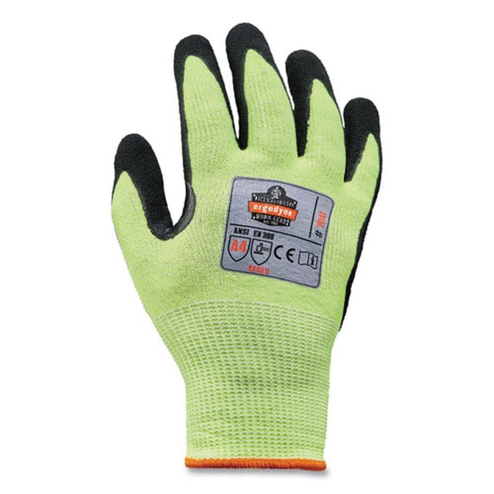 ergodyne ProFlex CASE ANSI A4 Lime Small Nitrile Coated Cut Resistant Gloves -- 144 pairs per case