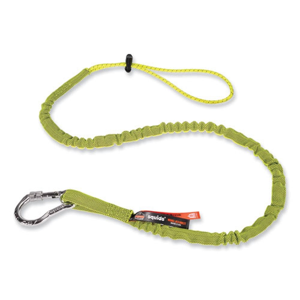 ergodyne Squids 3100 Lime 42 to 54 inch Lanyard with Aluminum Carabiner Plus Cinch Loop, 10 Pound Max Work Capacity