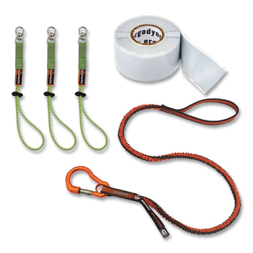 ergodyne Squids 3182 Orange Gray and Neon Green 38 to 48 inch Tool Tethering Kit, 10 Pound Max Working Capacity