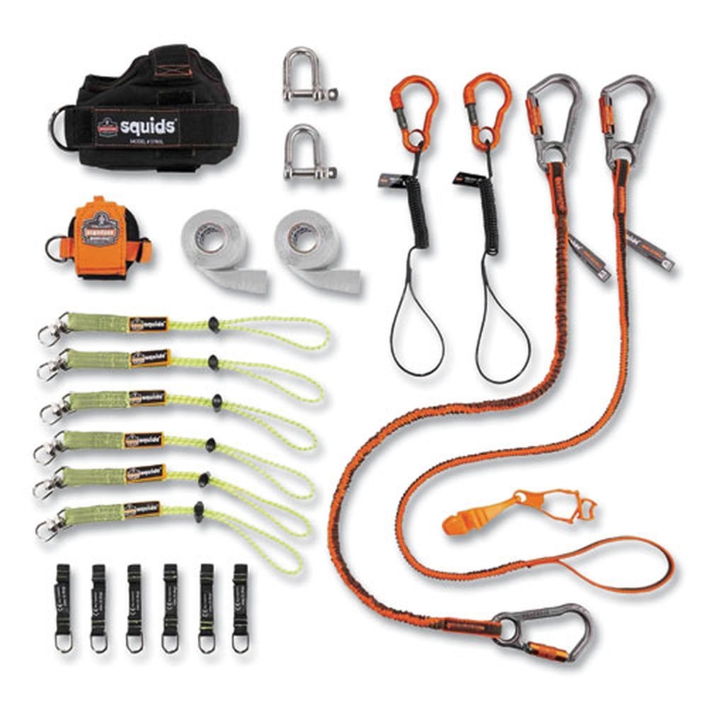 ergodyne Squids 3186 Lengths and Colors Assorted Max Work Capacities Iron Plus Steel Worker Tool Tethering Kit