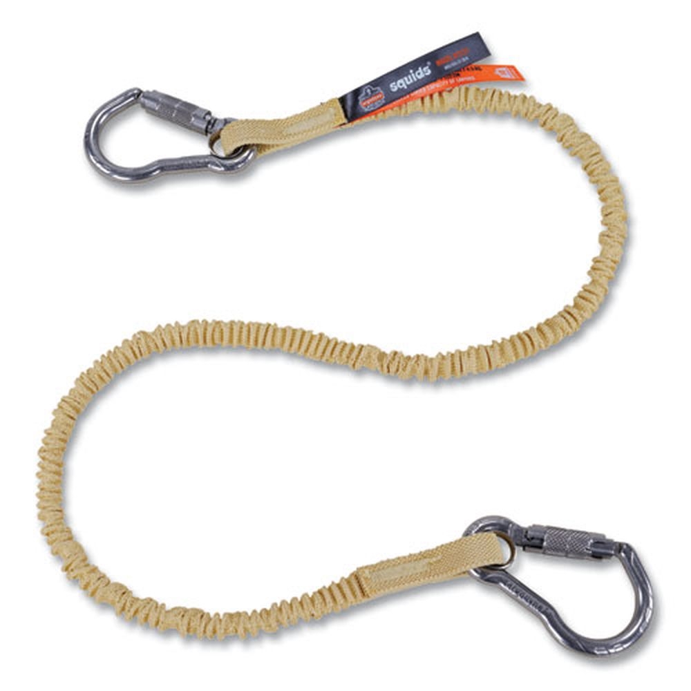 ergodyne Squids 3121 Yellow Burn Plus 38 to 48 inch Aramid Tool Lanyard with Steel Carabiners, 10 Pound Max Work Capacity