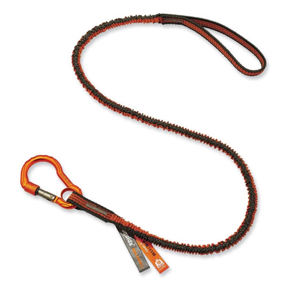 ergodyne Squids 3100F(x) Orange and Gray 38 to 48 inch Tool Lanyard with Aluminum Carabiner Plus Loop, 10 Pound Max Work Capacity