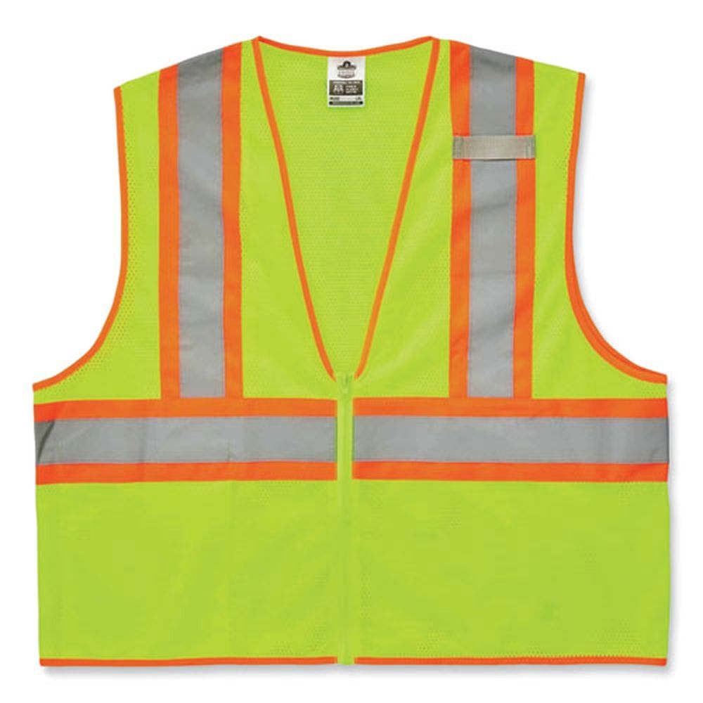 ergodyne GloWear 8229Z Polyester Small and Medium Lime Class 2 Economy Two Tone Zipper Vest