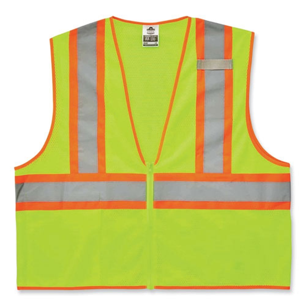 ergodyne GloWear 8229Z Polyester 2X Large and 3X Large Lime Class 2 Economy Two Tone Zipper Vest