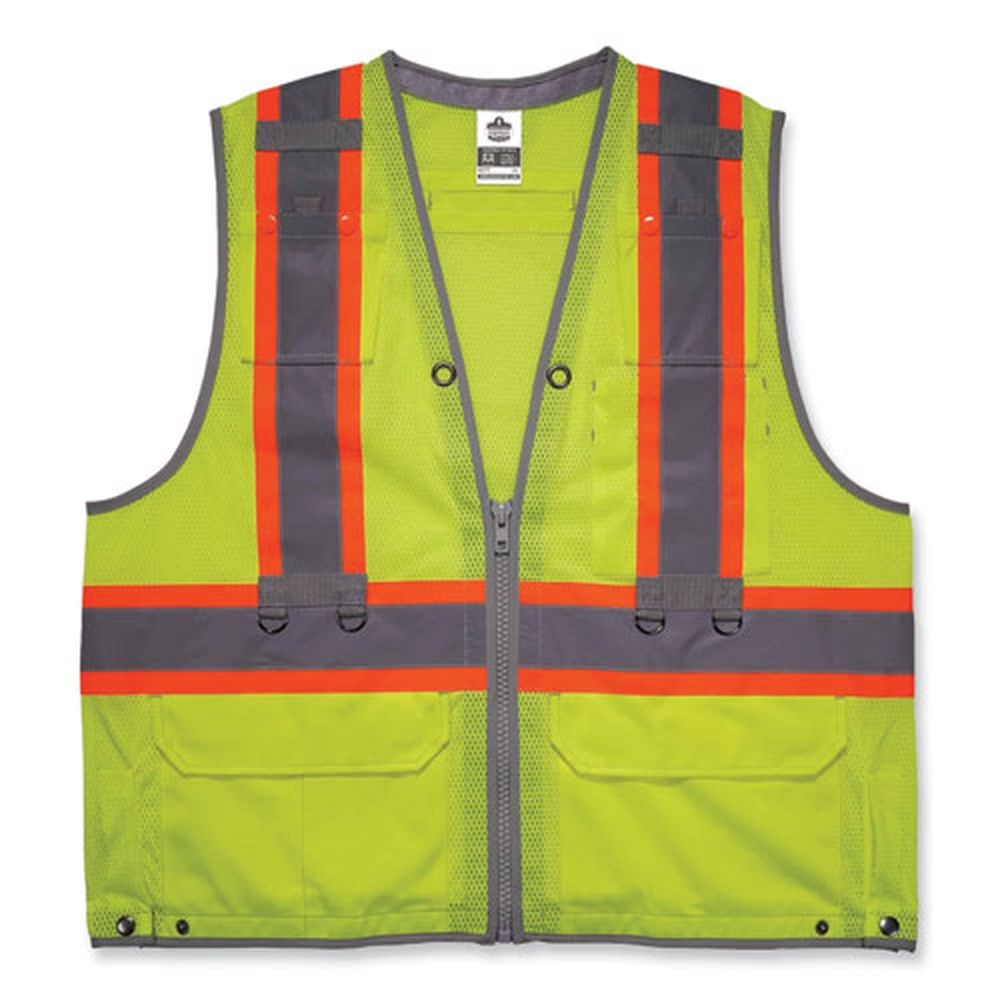 ergodyne GloWear 8231TVK Polyester Large and Extra Large Lime Class 2 Hi-Vis Tool Tethering Safety Vest Kit