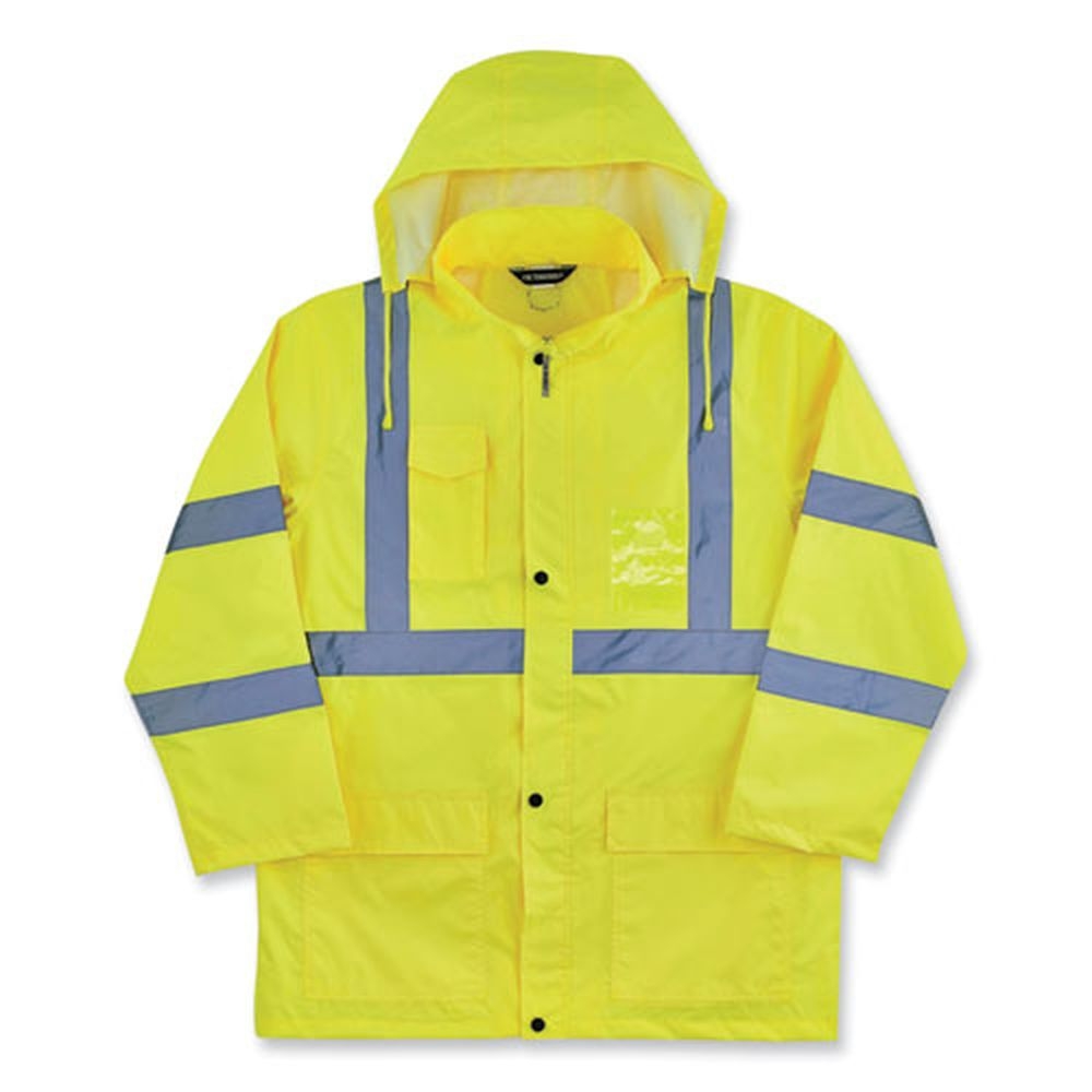 Ergodyne Glowear 8366 Polyester Small Lime Class 3 Lightweight Hi-vis Rain Jacket