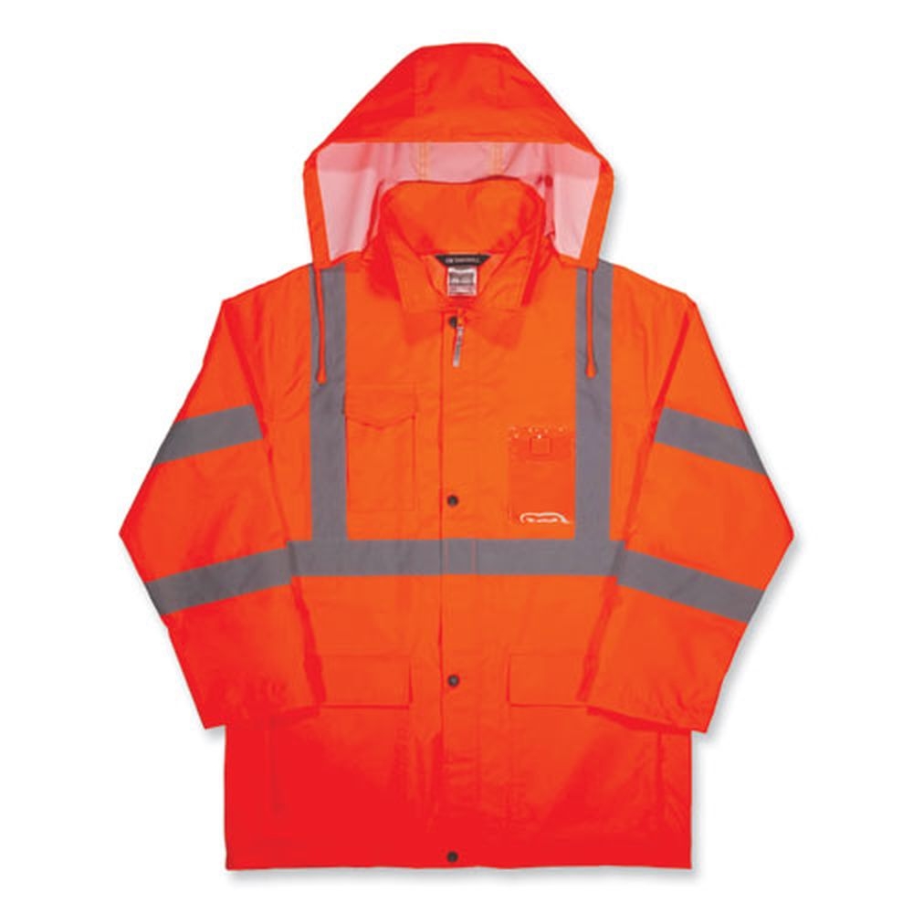 Ergodyne Glowear 8366 Polyester Medium Orange Class 3 Lightweight Hi-vis Rain Jacket